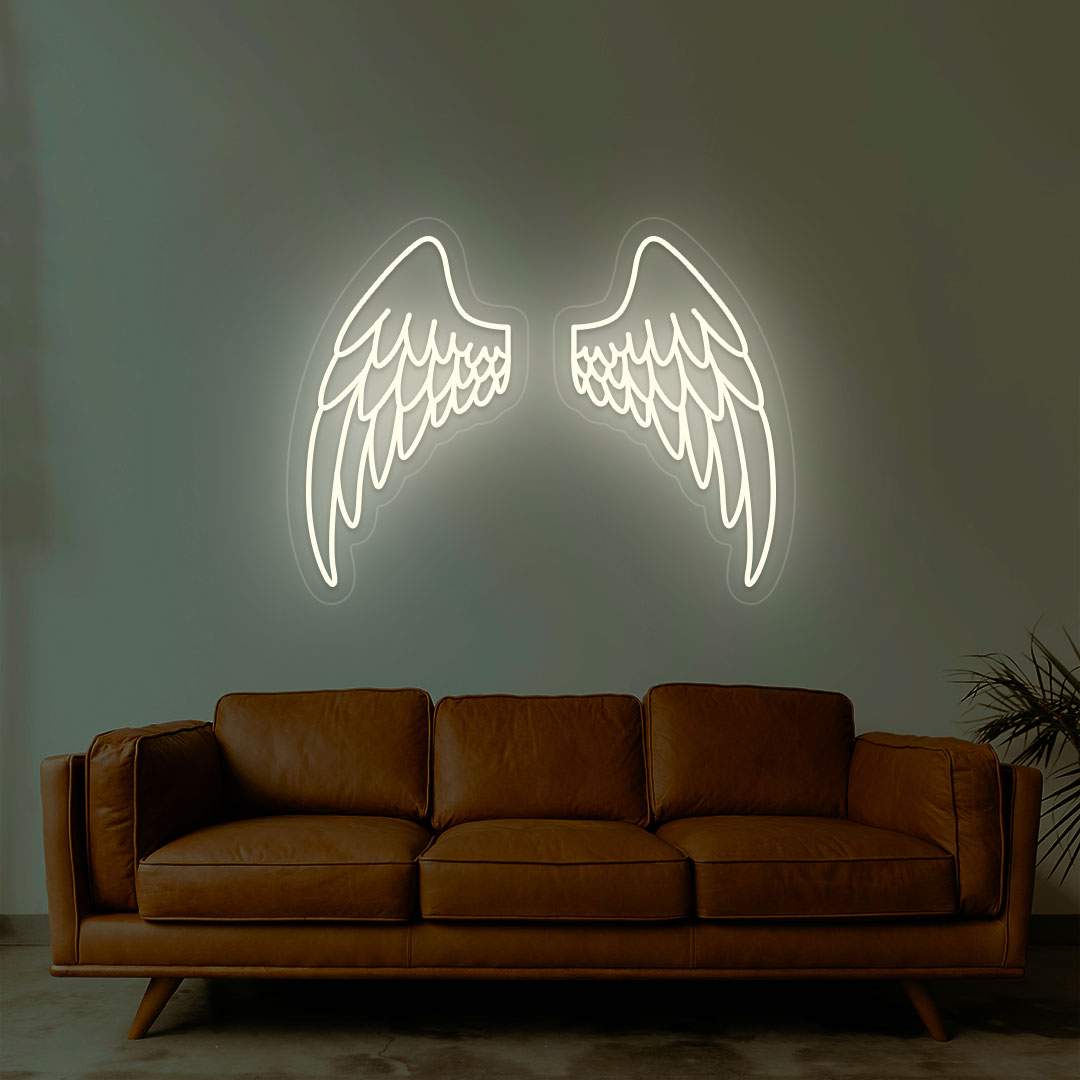 Angel Wings Neon Sign | White