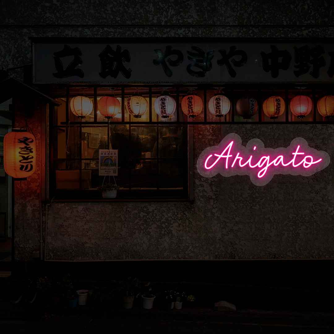 Arigato Neon Sign | Pink