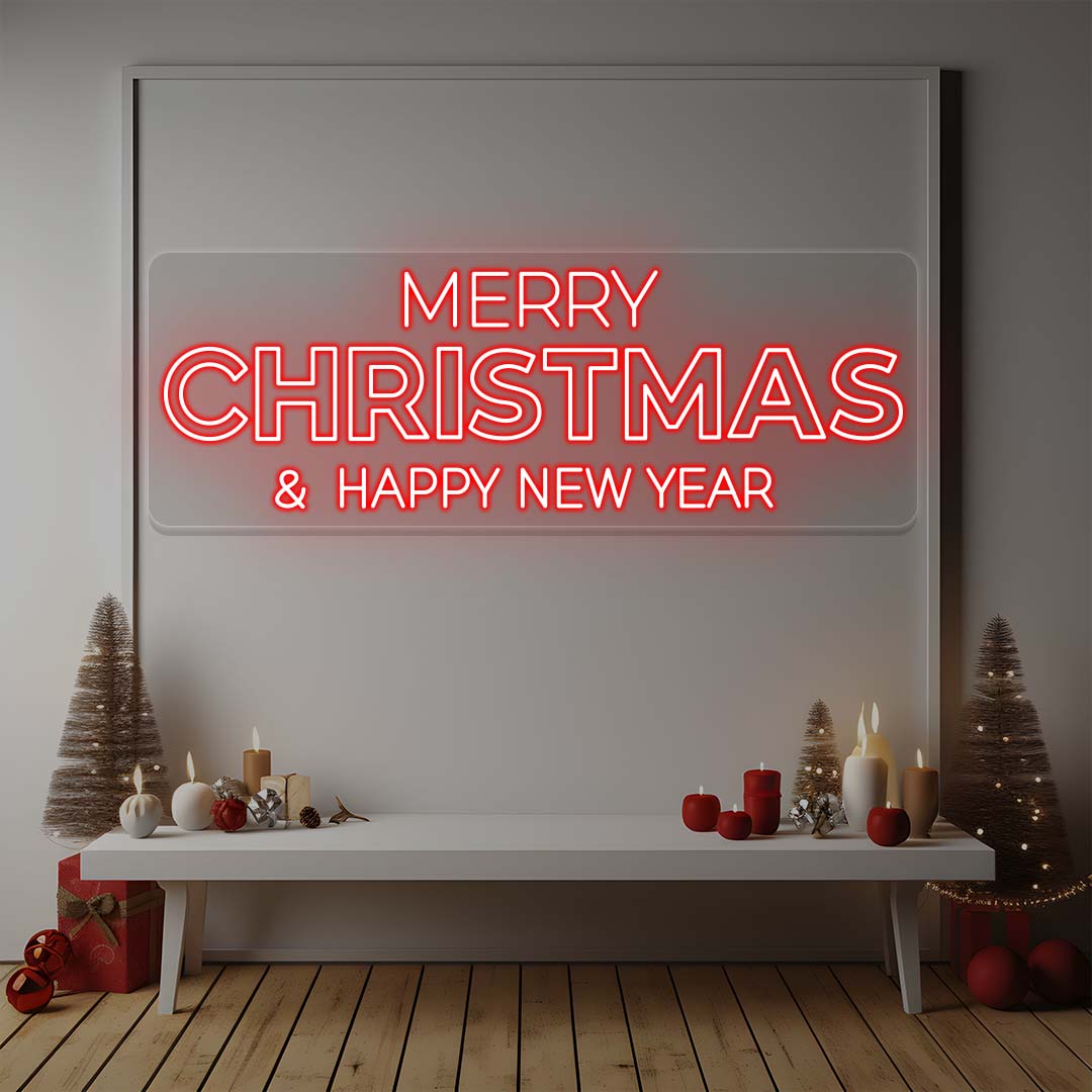 Merry Christmas And Happy New Year Neon Sign | Red