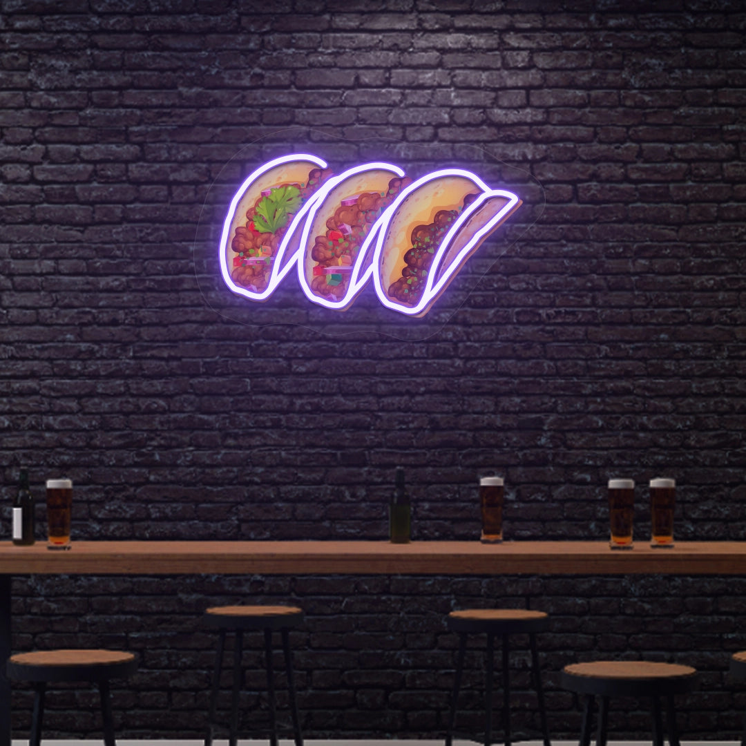 Tacos Neon Sign Artwork | Purple