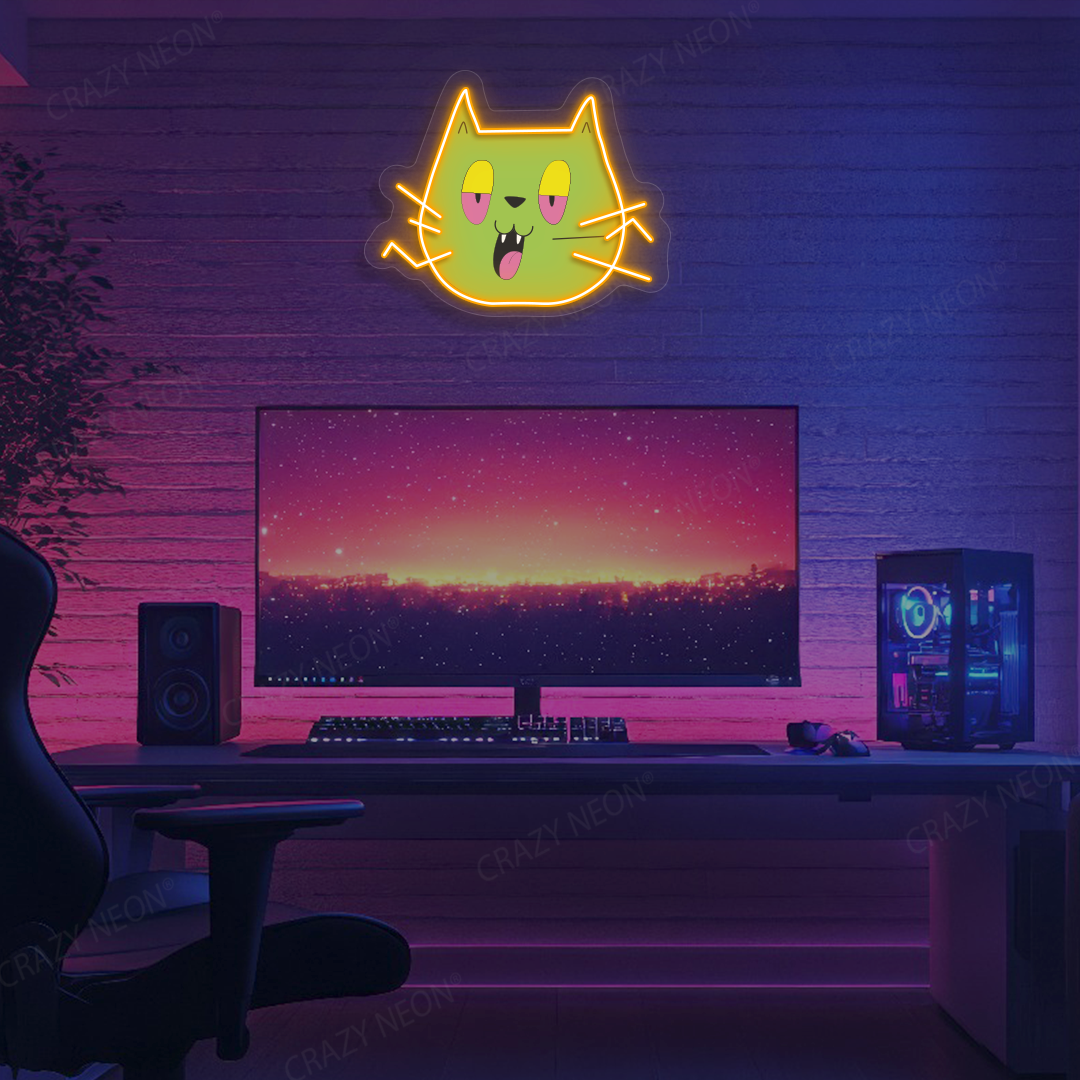 Blunt Cat Neon Artwork | Orange