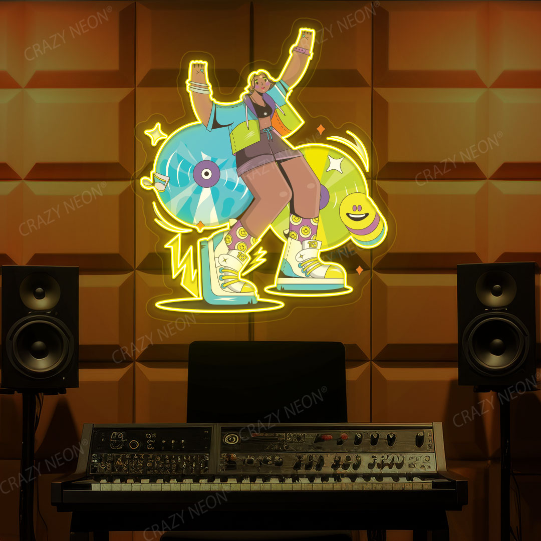 Rave Vibes Neon Artwork | Yellow