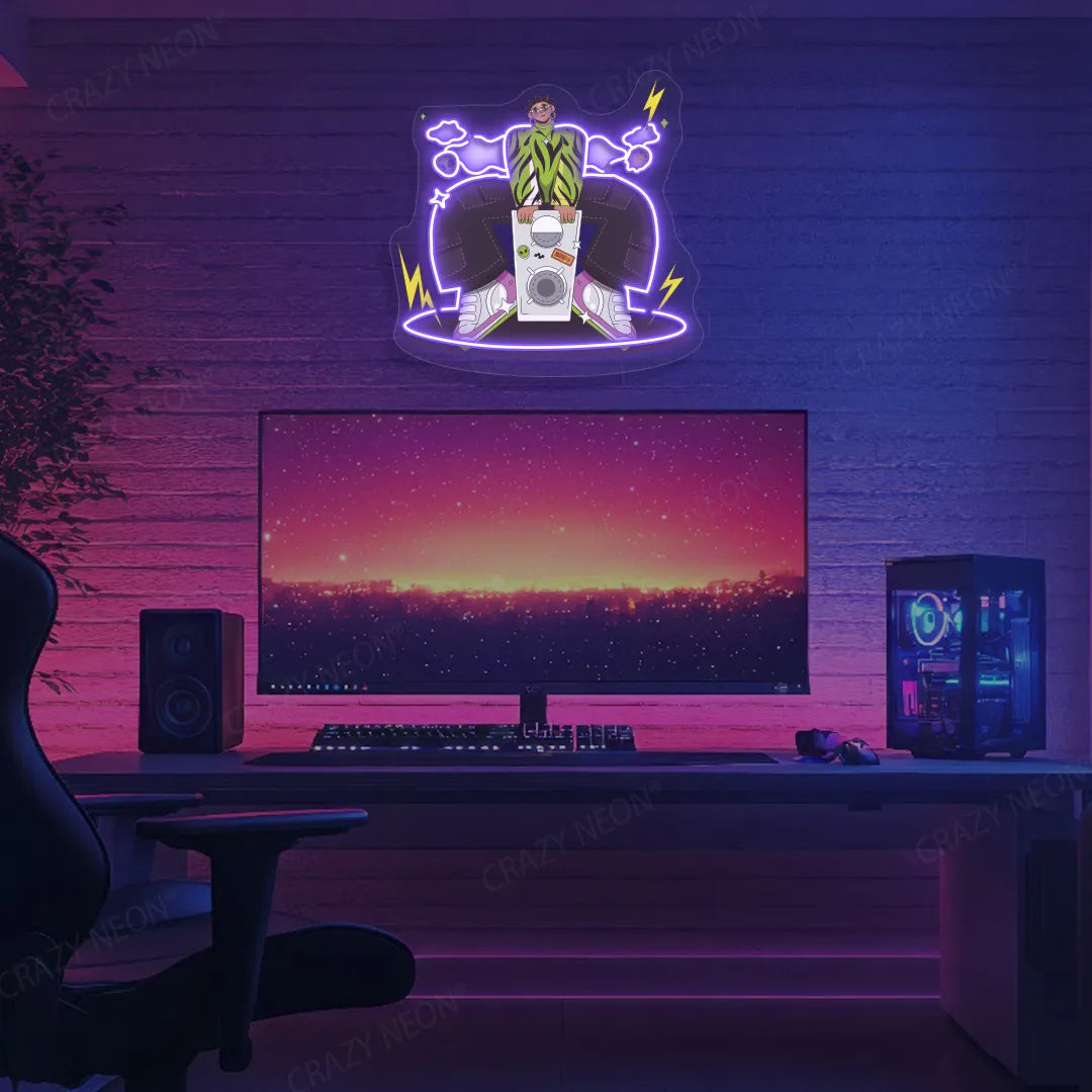 Boombox Vibe Neon Artwork | Purple