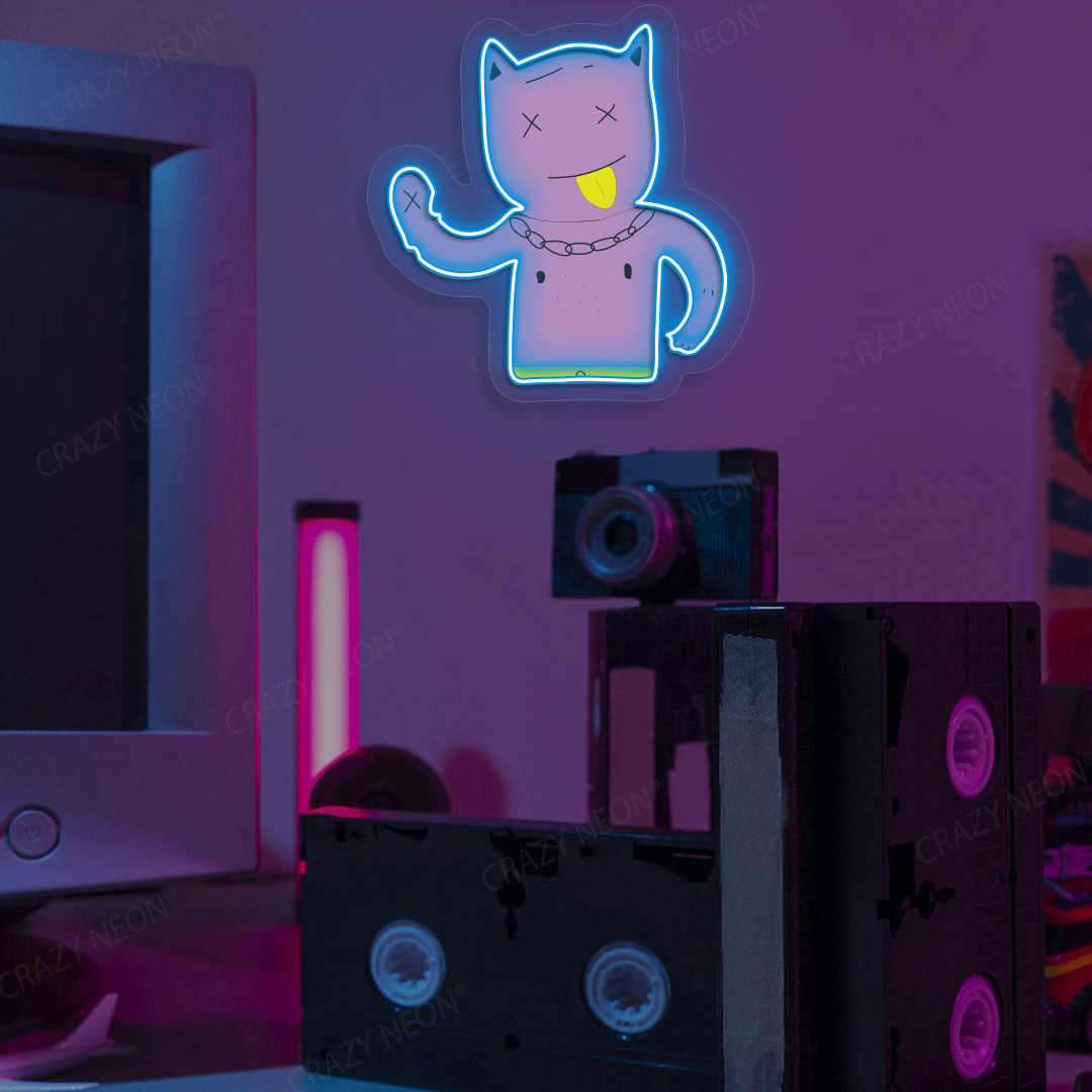 Zone Out Kitty Neon Artwork | Iceblue