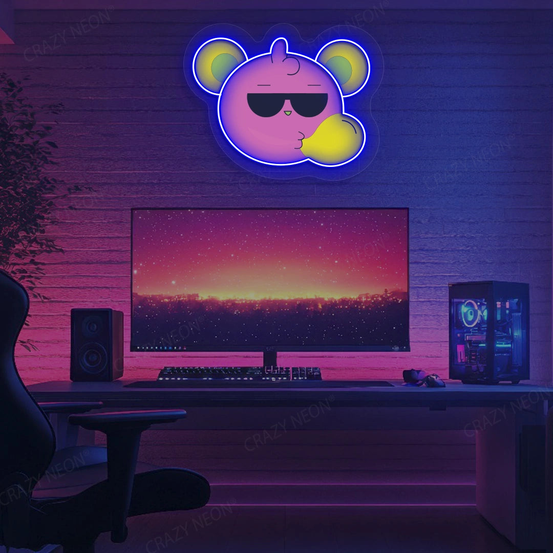 Slay Bear Neon Artwork | Blue