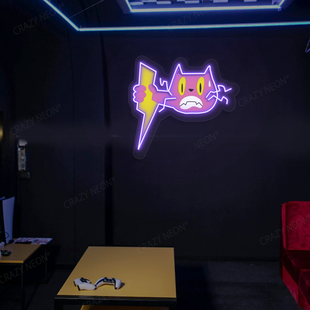 Zap Meow Neon Artwork | Purple