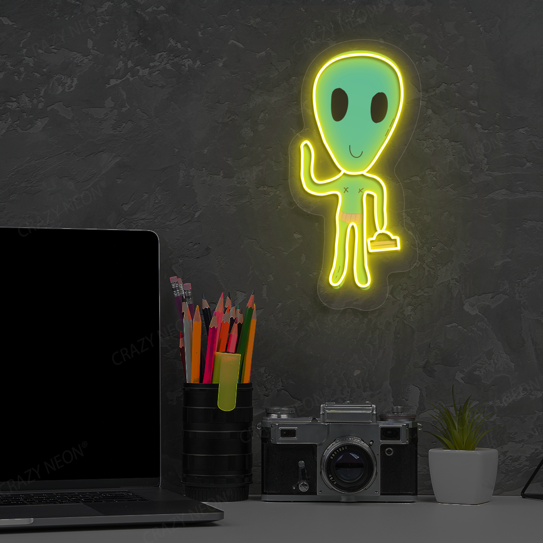Alien Buddy Neon Artwork | Yellow