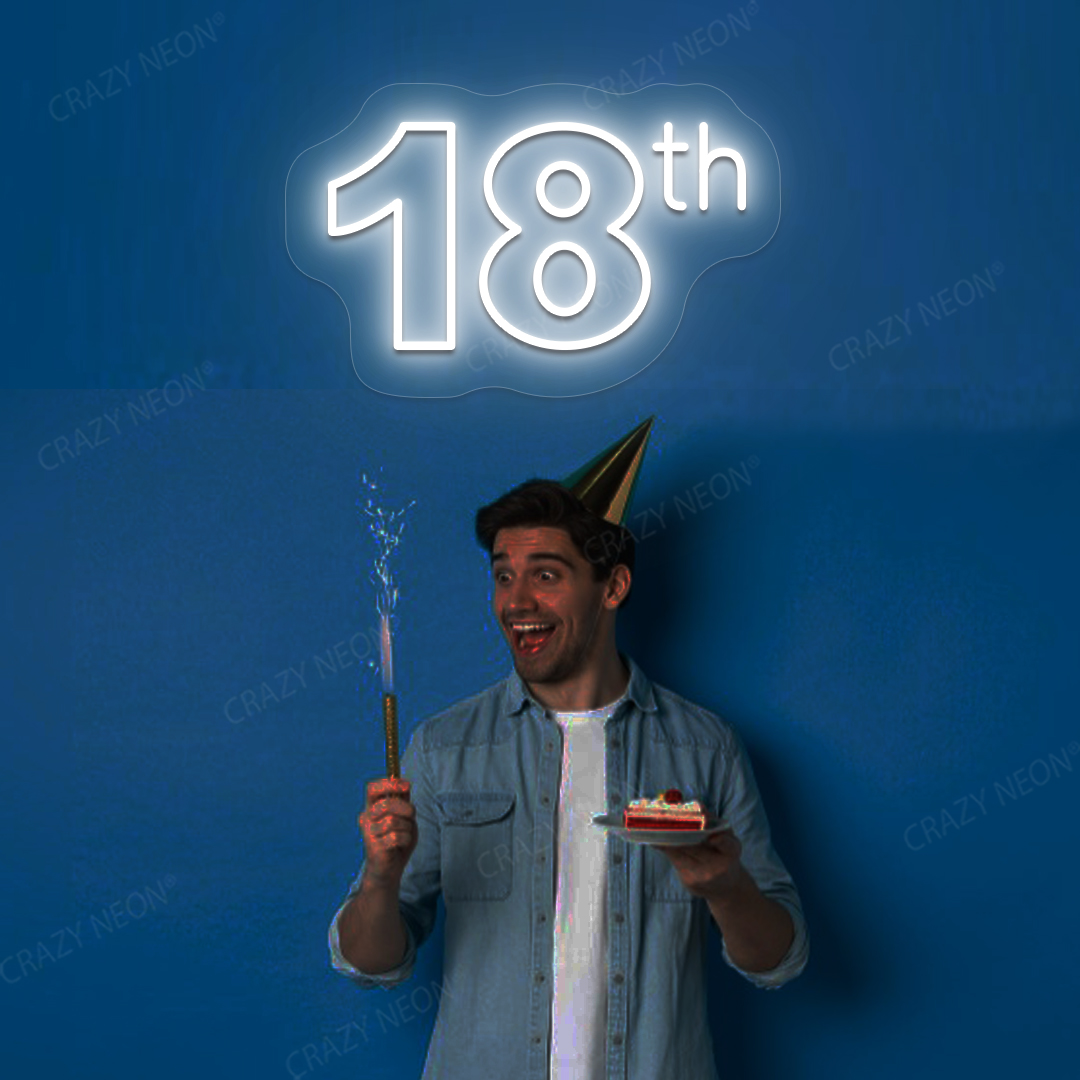 18 Neon Sign | White