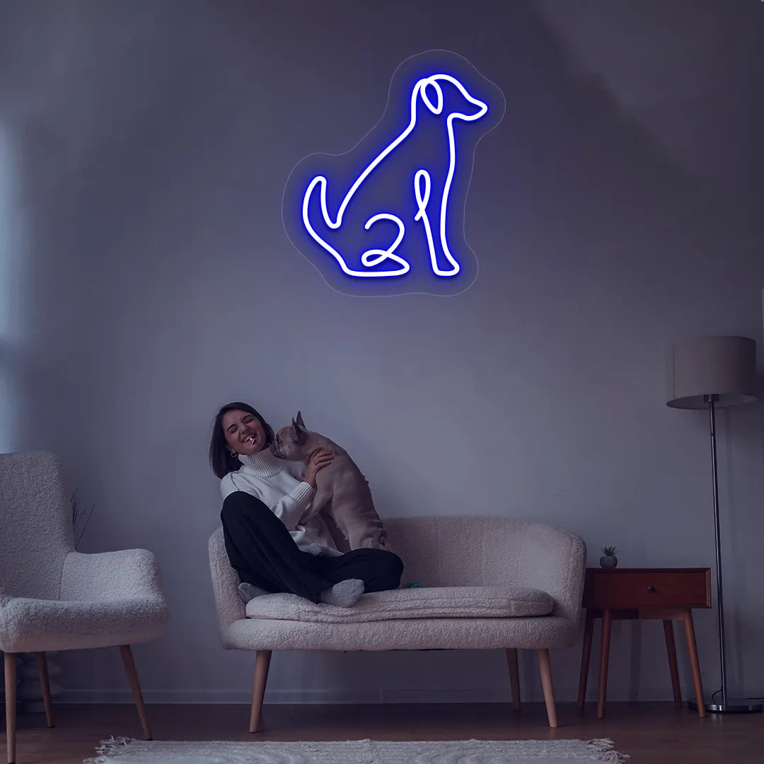 Contour Dog Neon Sign | Blue