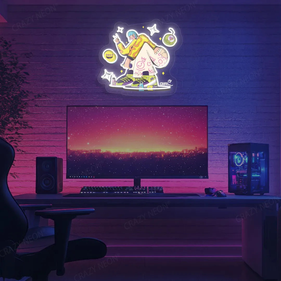 Vibe Queen Neon Artwork | White