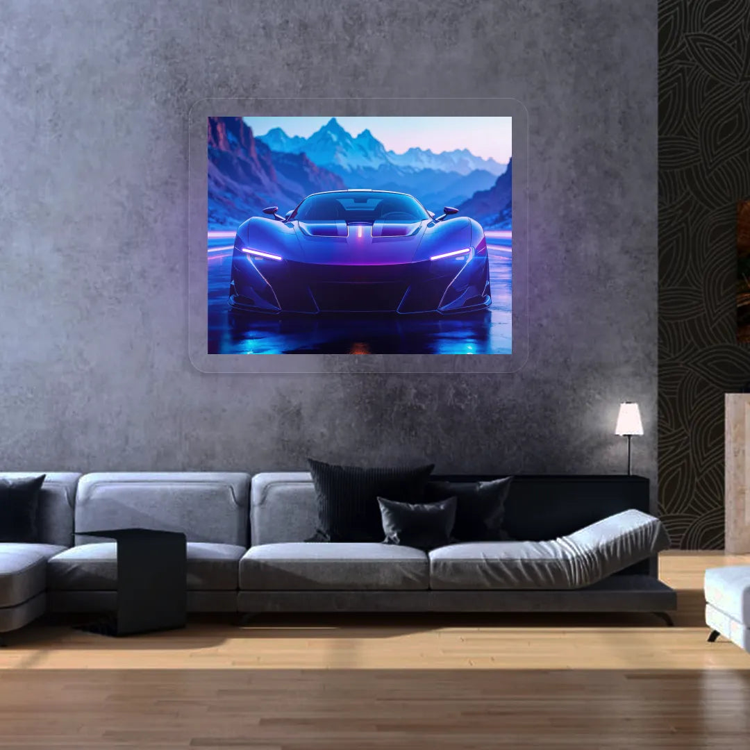 Concept Car Headlight Neon Artwork | Purple