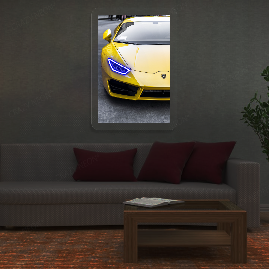 Lambo Huracán Headlight Neon Artwork | Blue