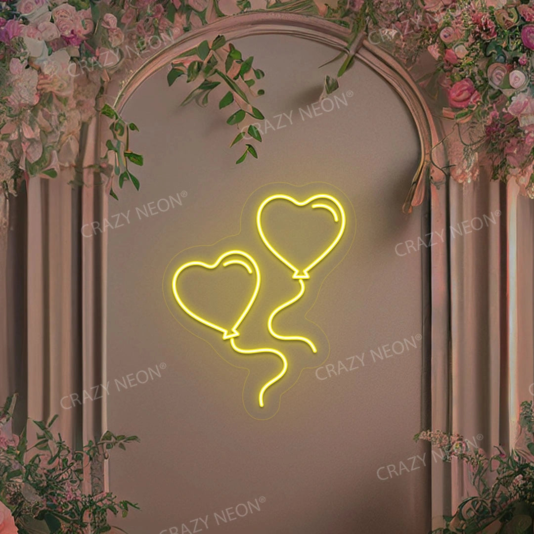 Heart Balloon Neon Sign | Yellow