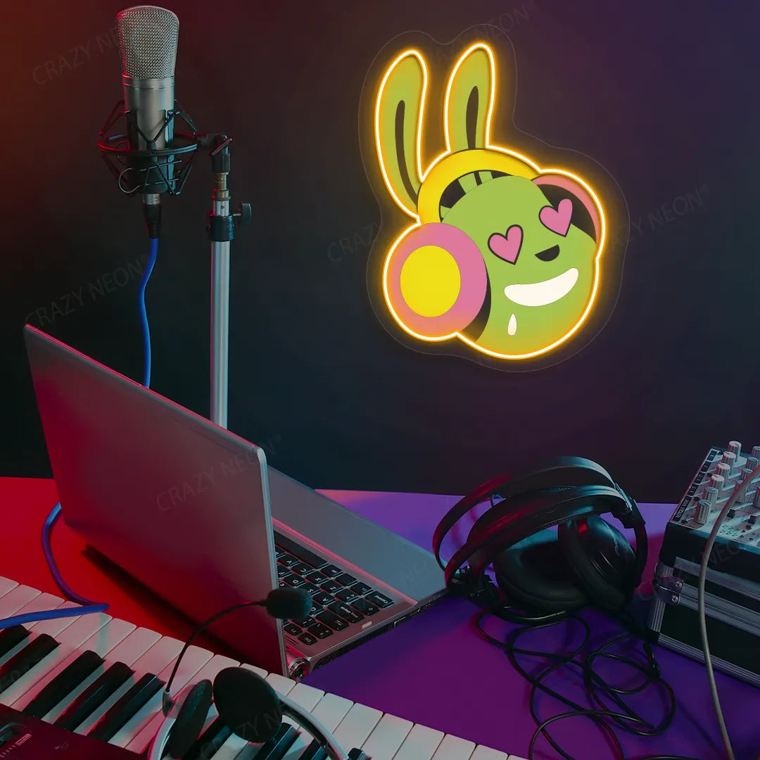 DJ Bunny Neon Artwork | Orange