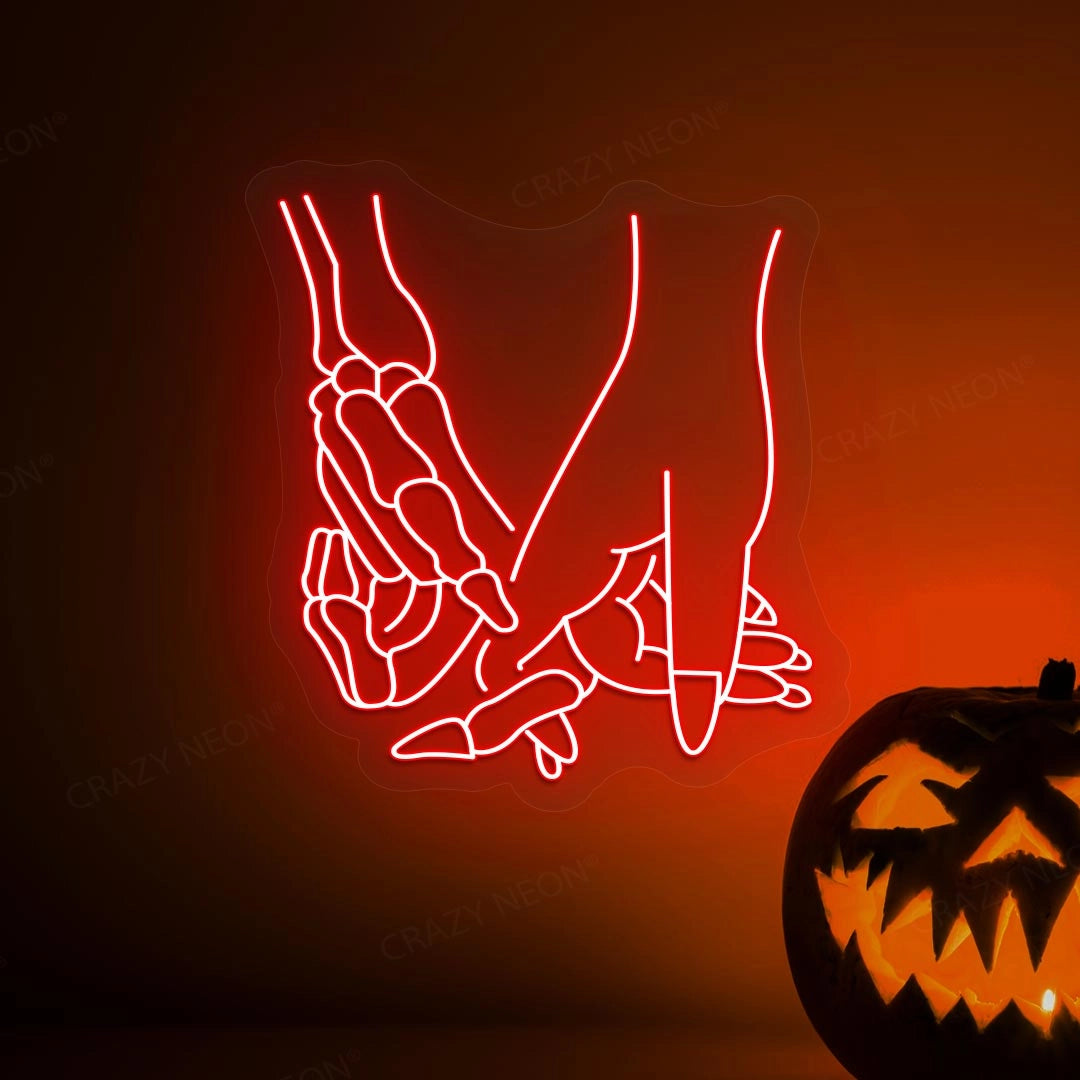 Skeleton & Human Hands Neon Light | Red