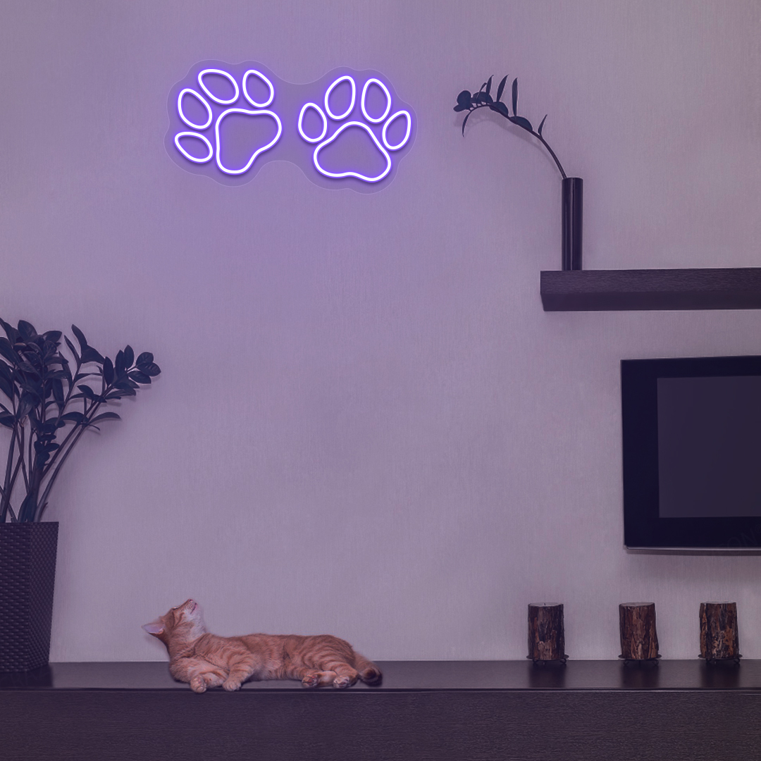 Paw Print Glow Neon Sign | Purple