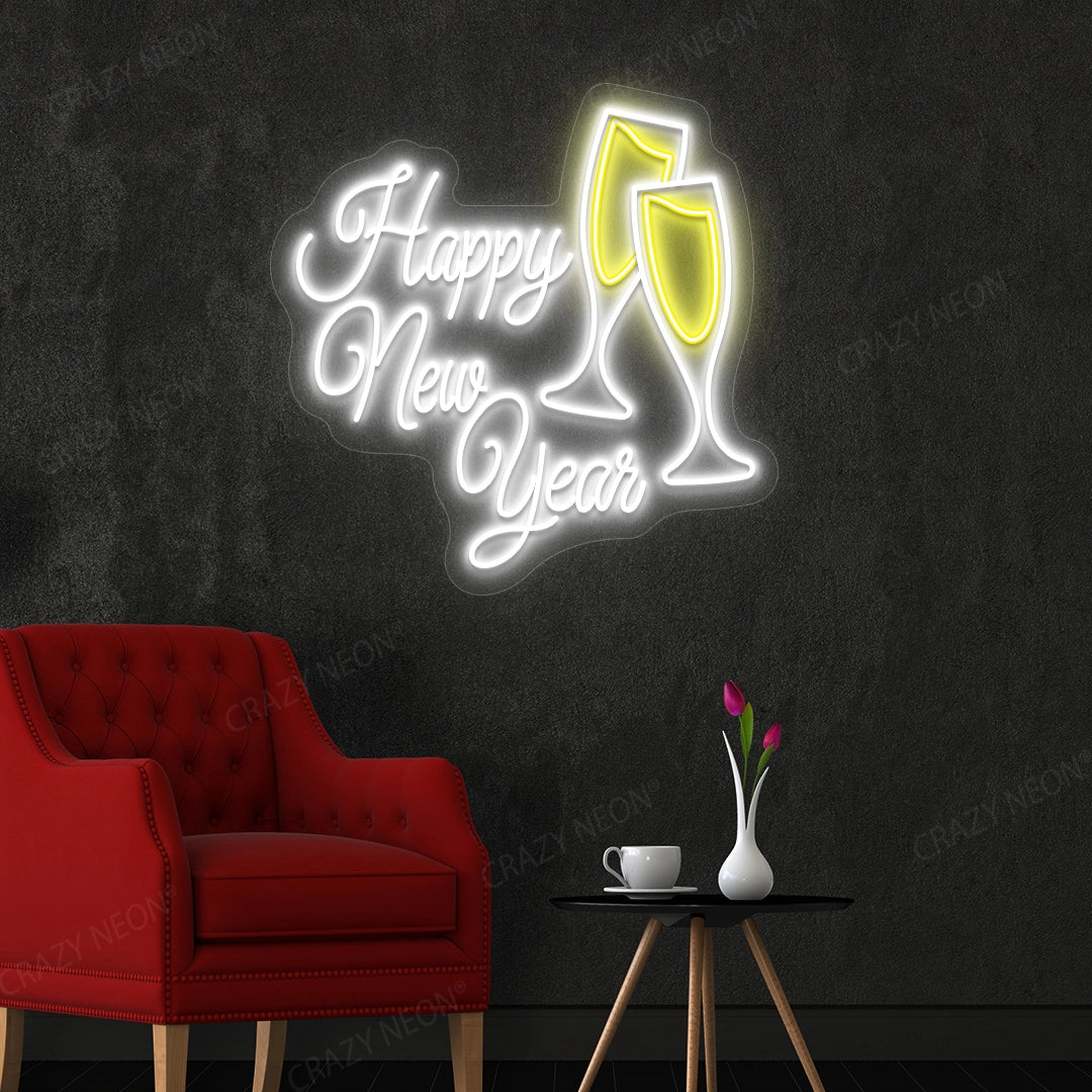 Happy New Year Neon Sign | White