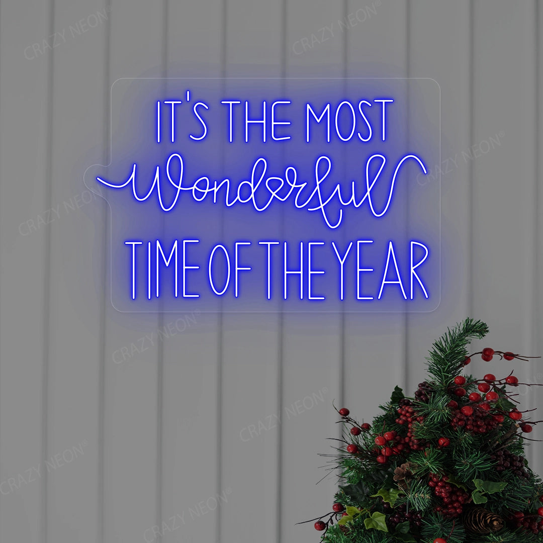 It's The Most Wonderful Time Of The Year Neon Sign | Blue