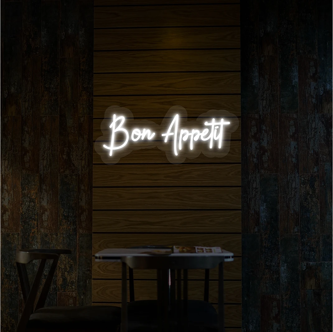 Bon Appetit Neon Sign | White