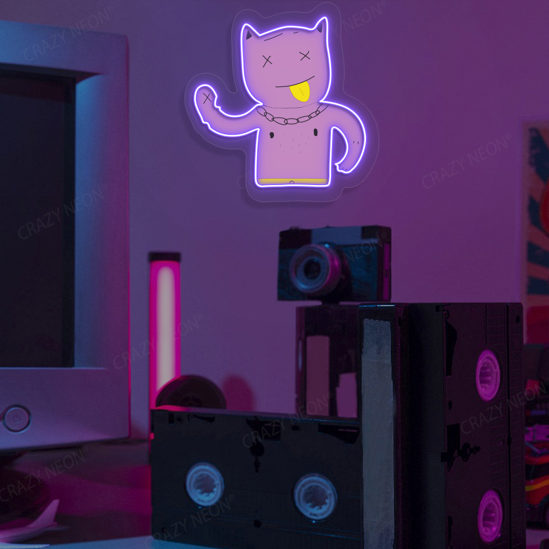 Zone Out Kitty Neon Artwork | Purple