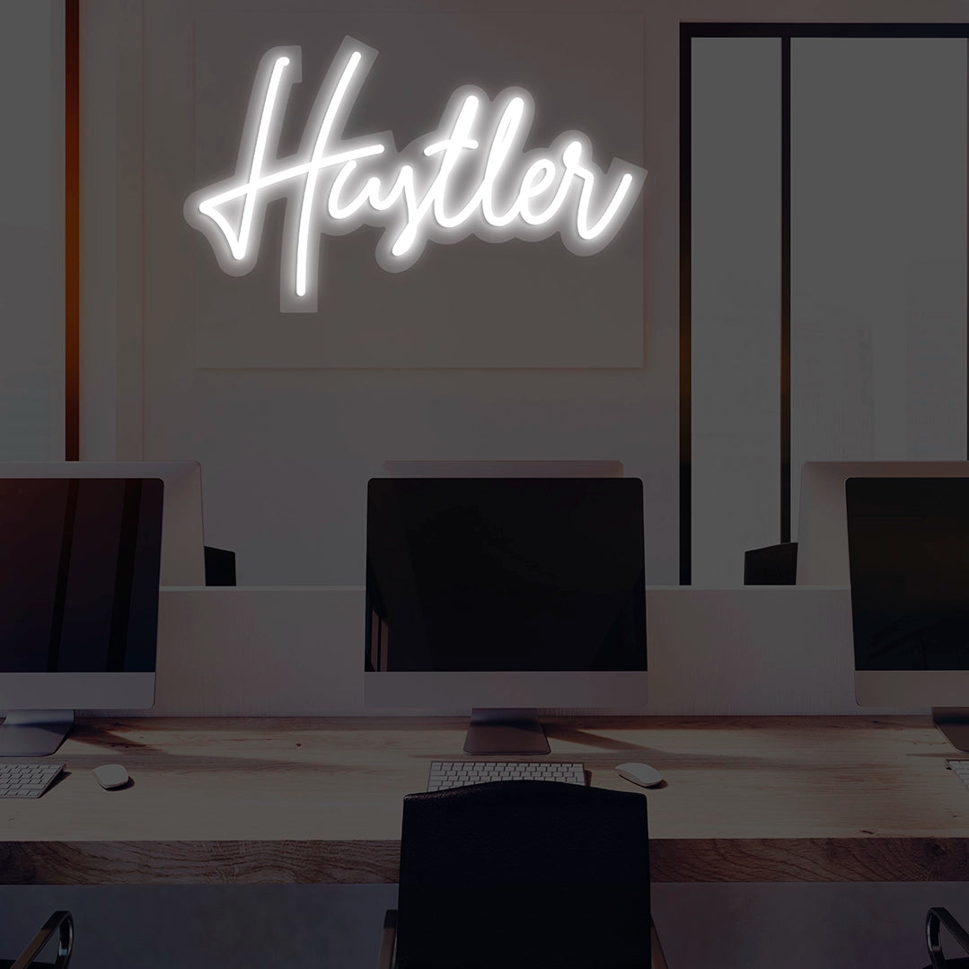 Hustler Neon Sign | White