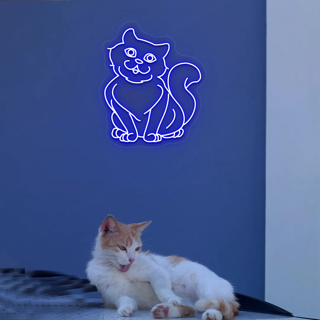 Meowster Cat Neon Sign | Blue