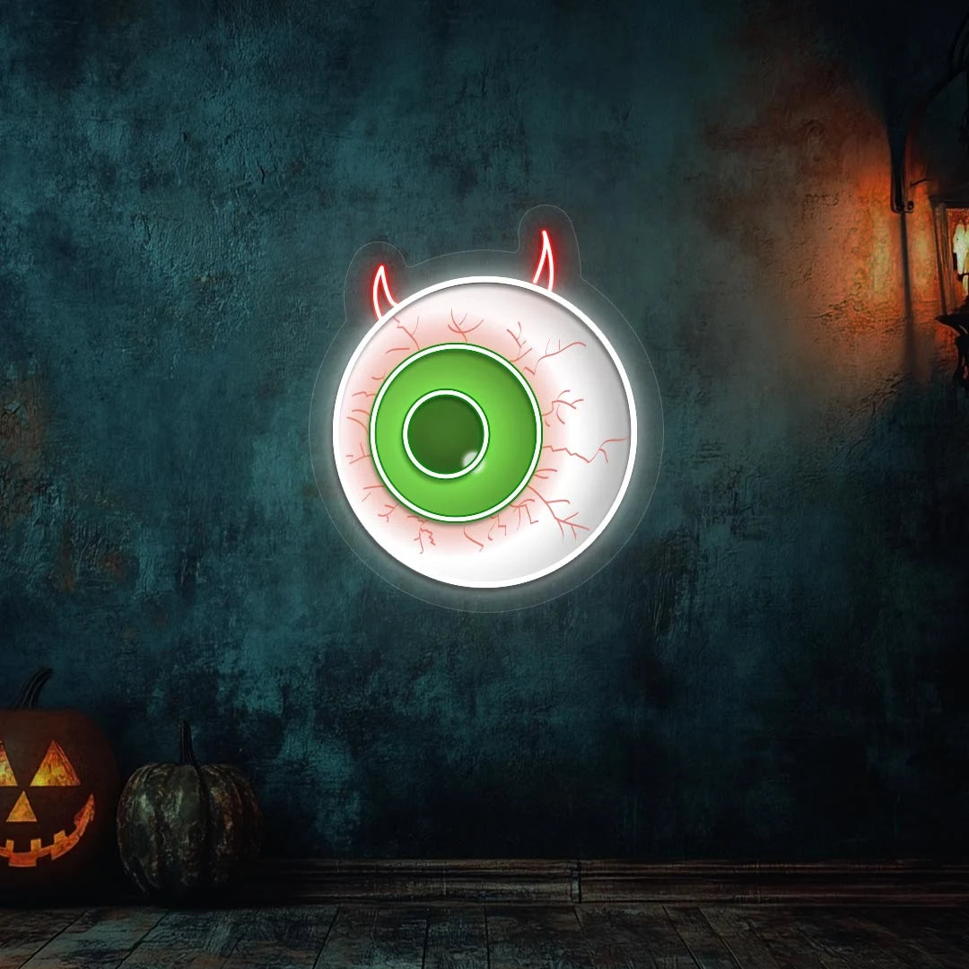 Eyeball Halloween Neon Sign | White