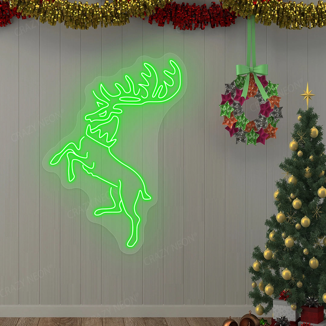 Christmas Reindeer Neon Sign | Green