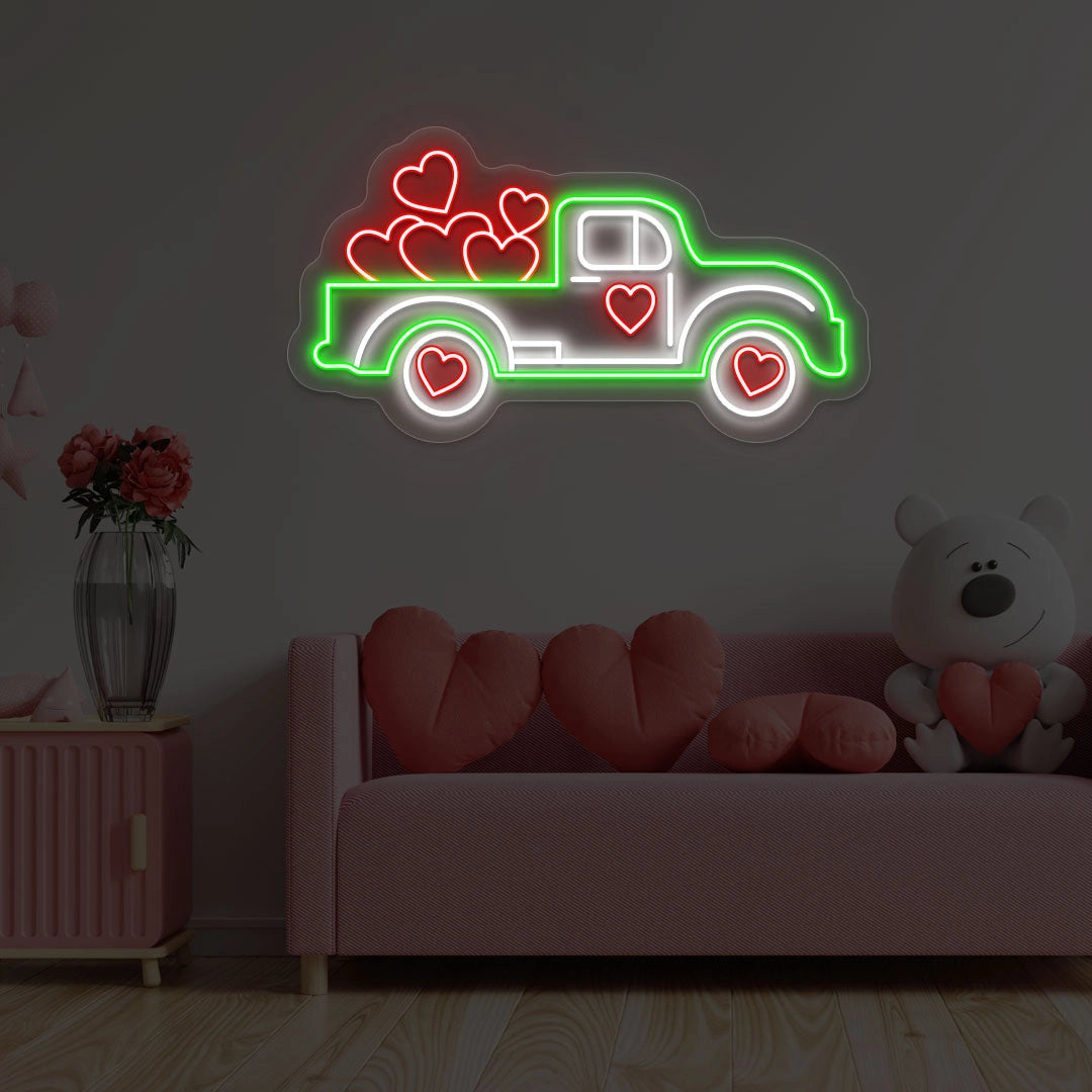 Delivering Love Truck Neon Sign | Green