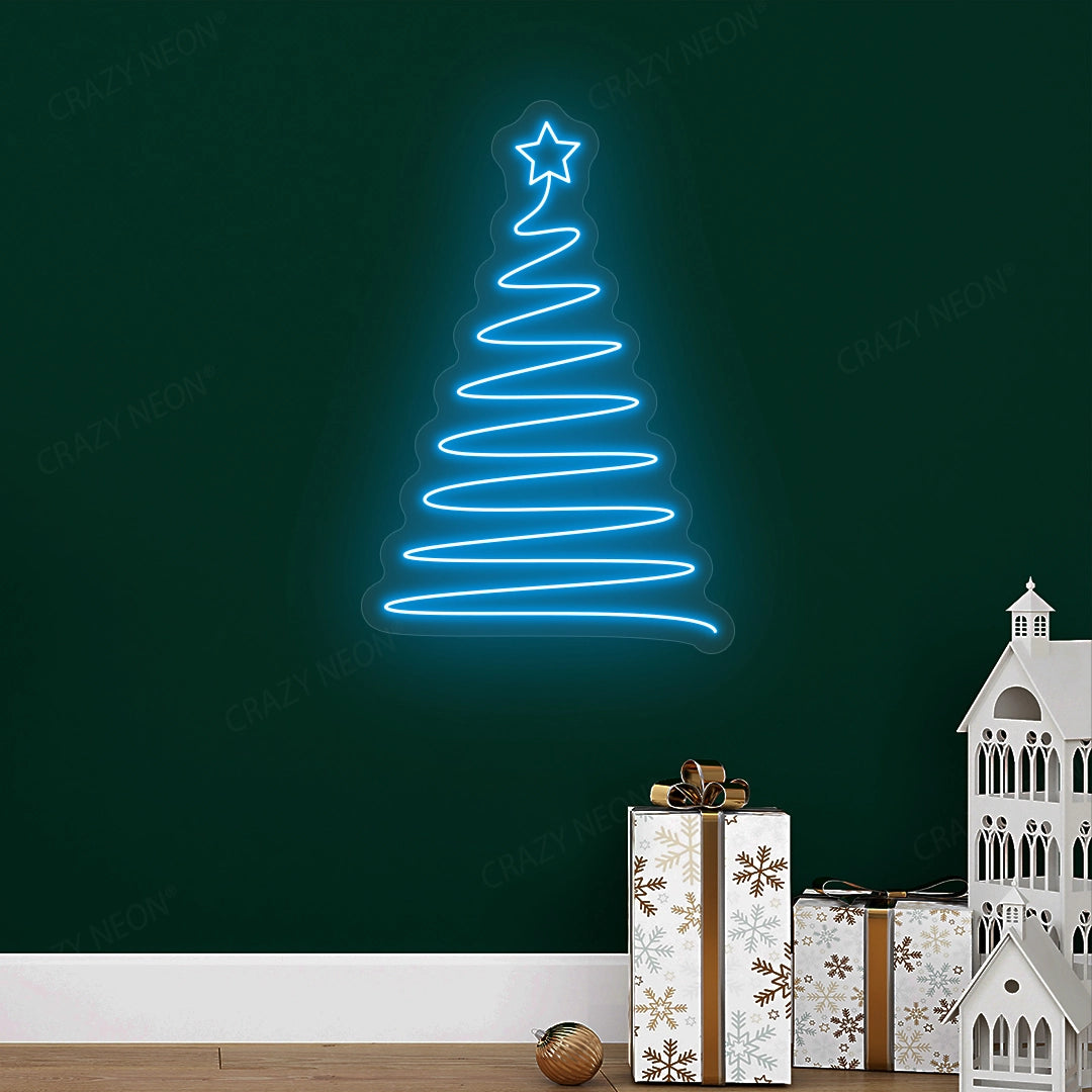 Christmas Tree Shaped LED Neon Sign | Ice Blue