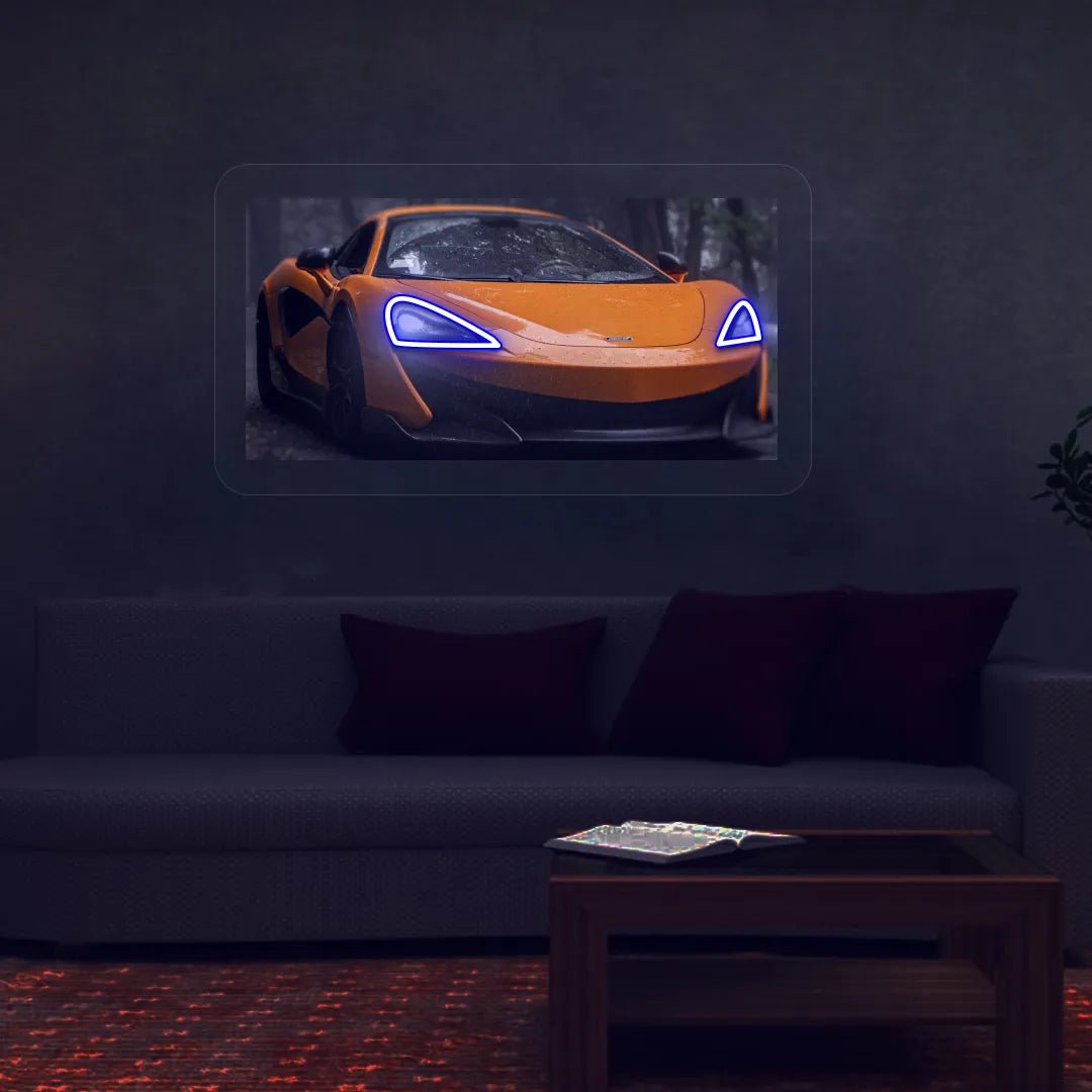 Orange Mc Supercar Headlight Neon Artwork | Blue
