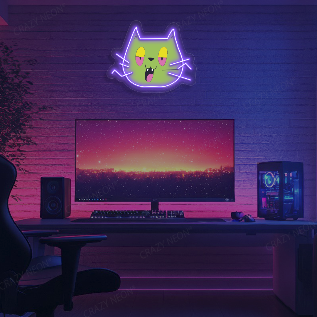 Blunt Cat Neon Artwork | Purple