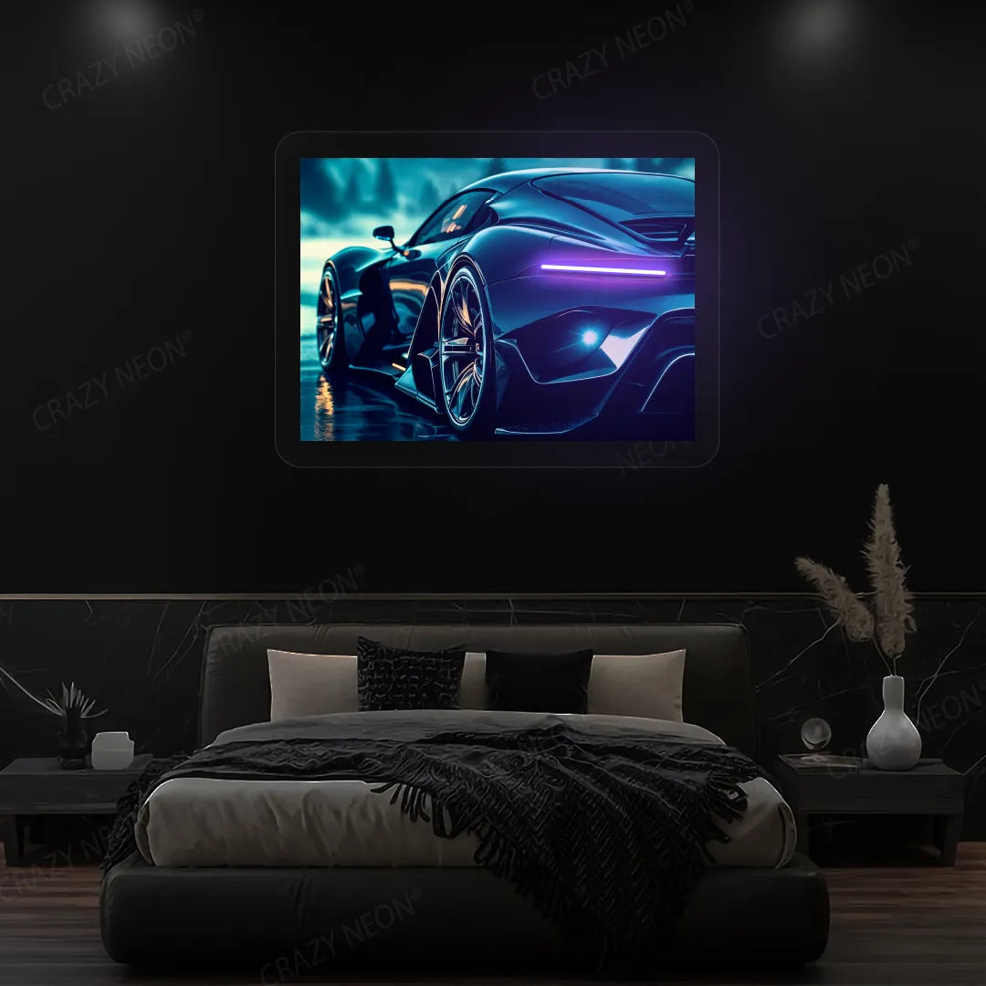 HyperSports Car Backlight Neon Artwork | Purple