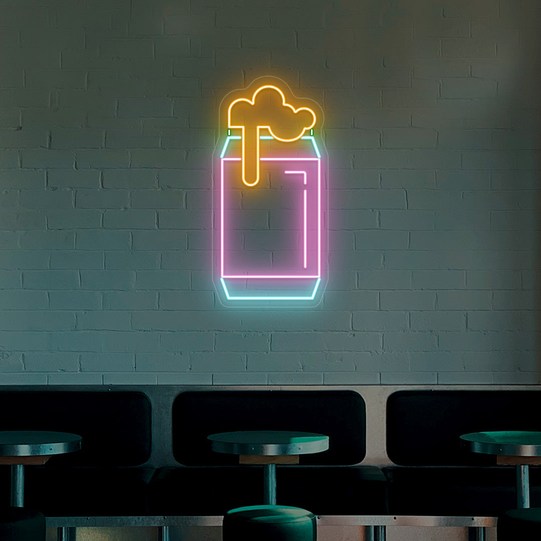 Beer Can Neon Sign | Multicolor | Pink