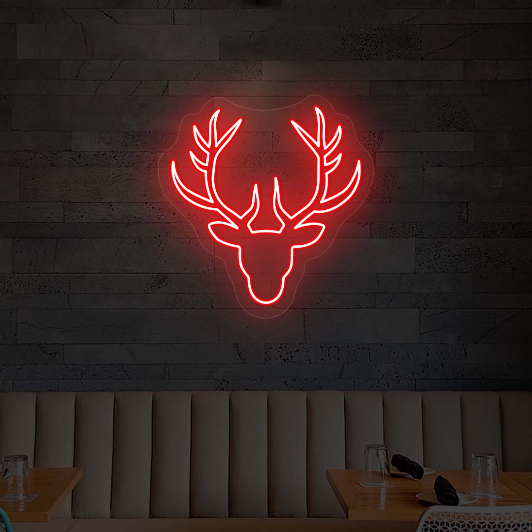 Reindeer Christmas Neon Sign | Red