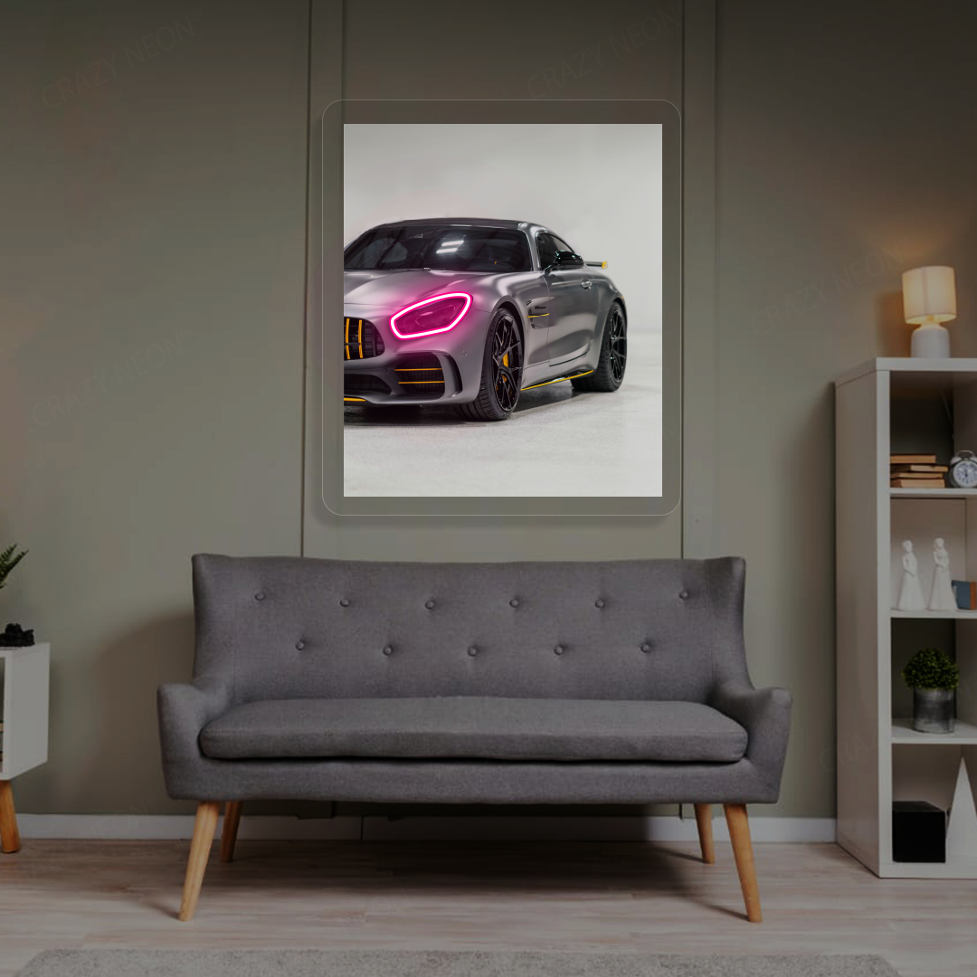 AMG GT Headlight Neon Artwork | Pink