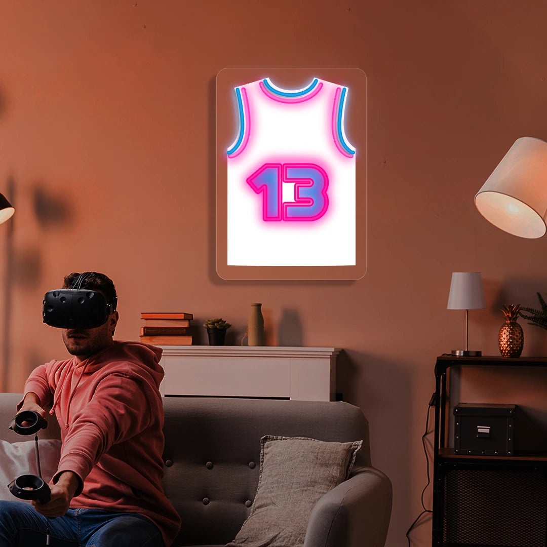 Miami Adebayo 13 Jersey Basketball Neon Artwork