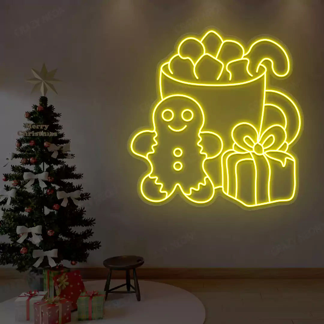 Cozy Christmas Treats Neon Sign | Yellow