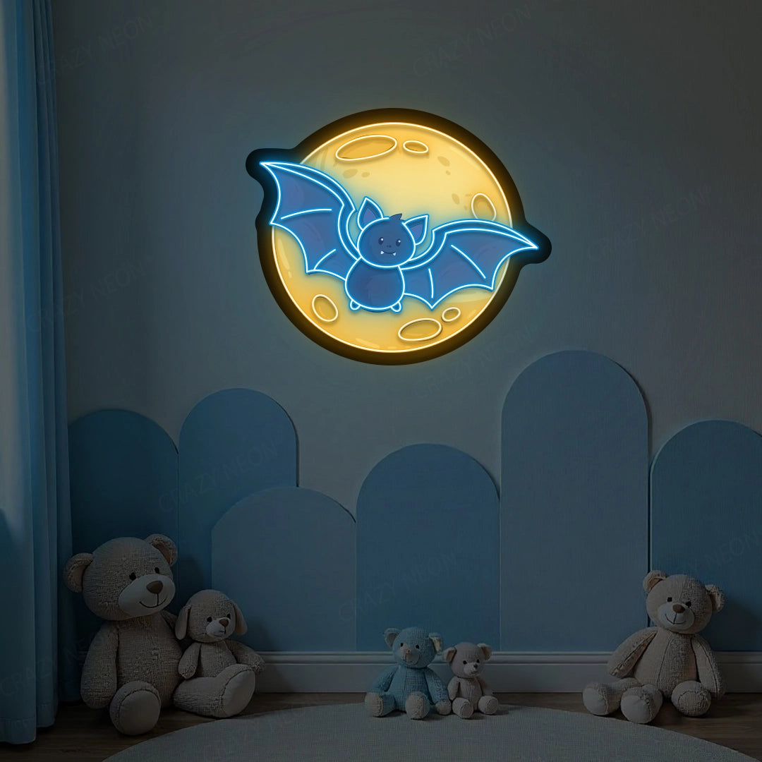 Halloween Bat Artwork Neon Sign | Iceblue