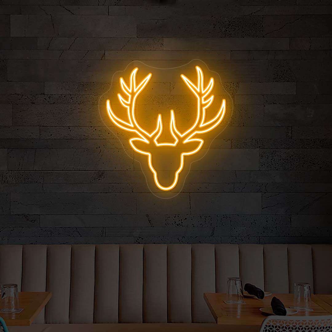 Reindeer Christmas Neon Sign | Orange