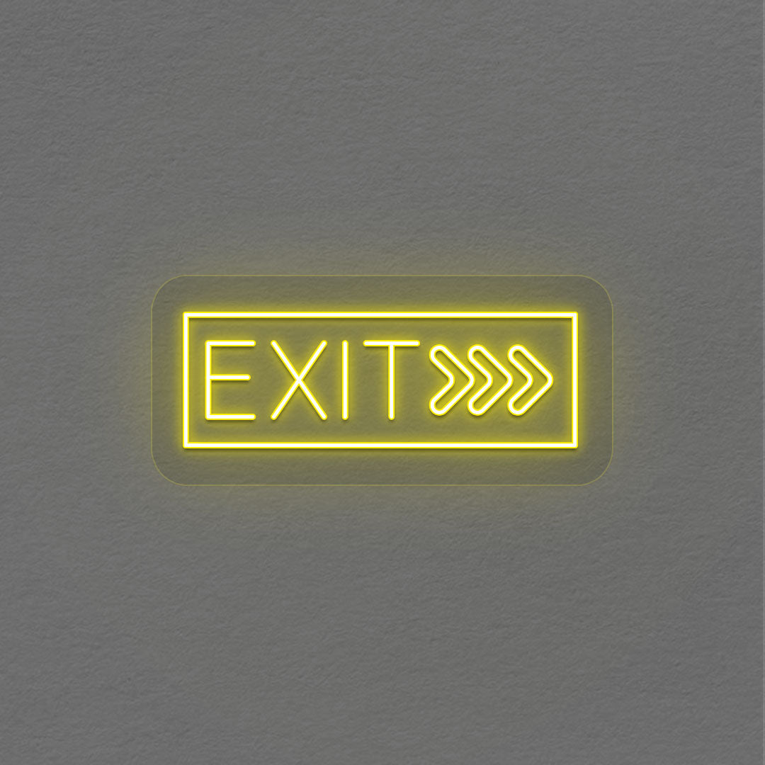Exit With Arrow Neon Sign | Yellow