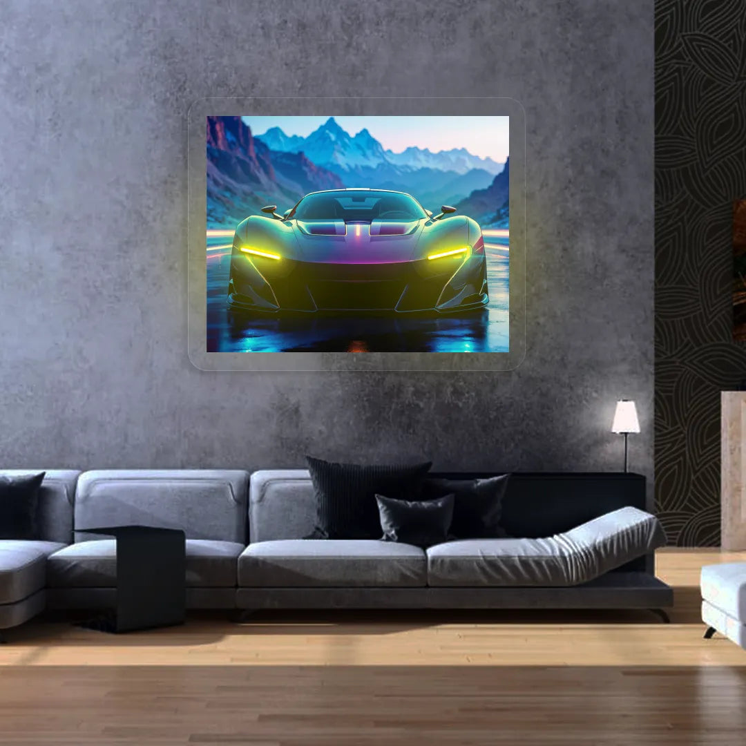 Concept Car Headlight Neon Artwork | Yellow