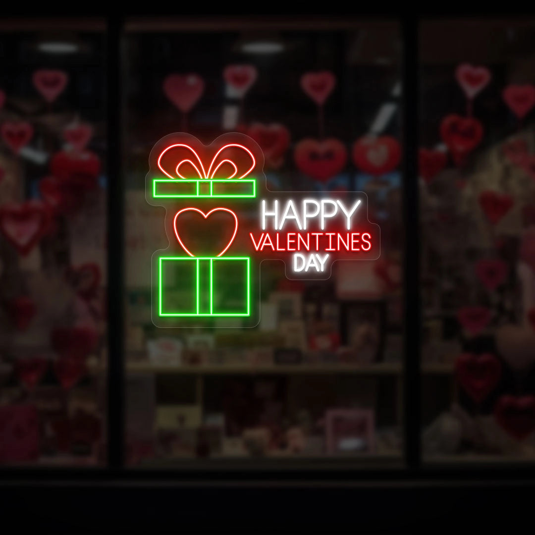 Gift Box valentine Neon Sign | Geen