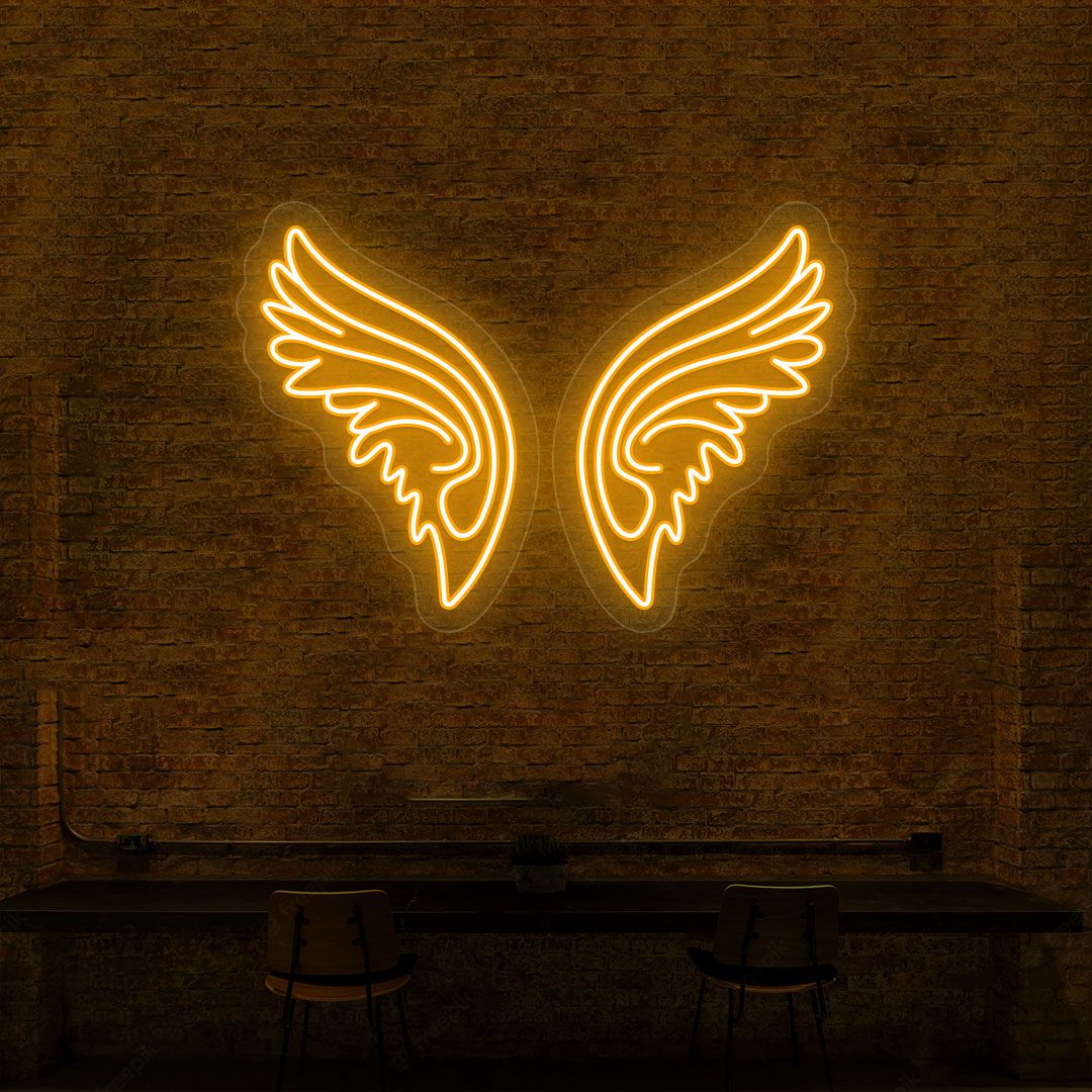 Angel Wings Neon Sign | Orange
