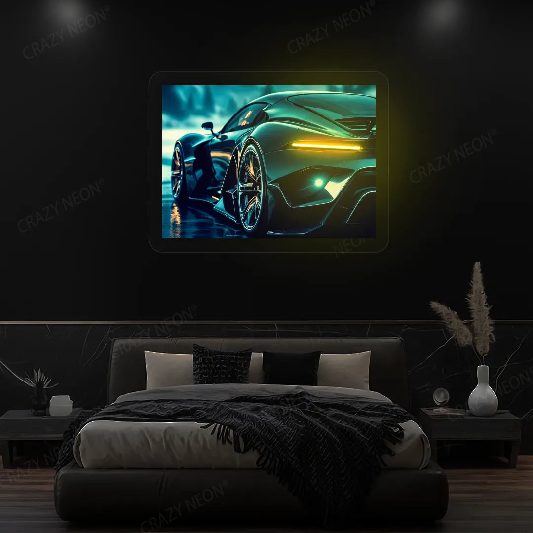 HyperSports Car Backlight Neon Artwork | Yellow