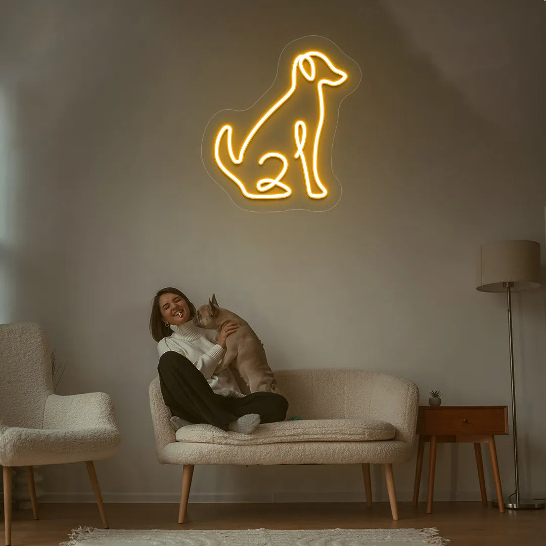 Contour Dog Neon Sign | Orange