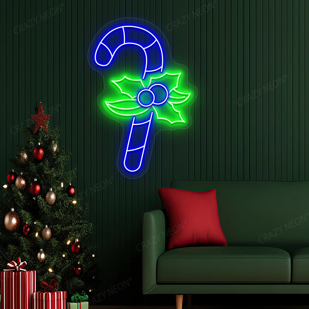 Candy Cane Neon Sign | Blue