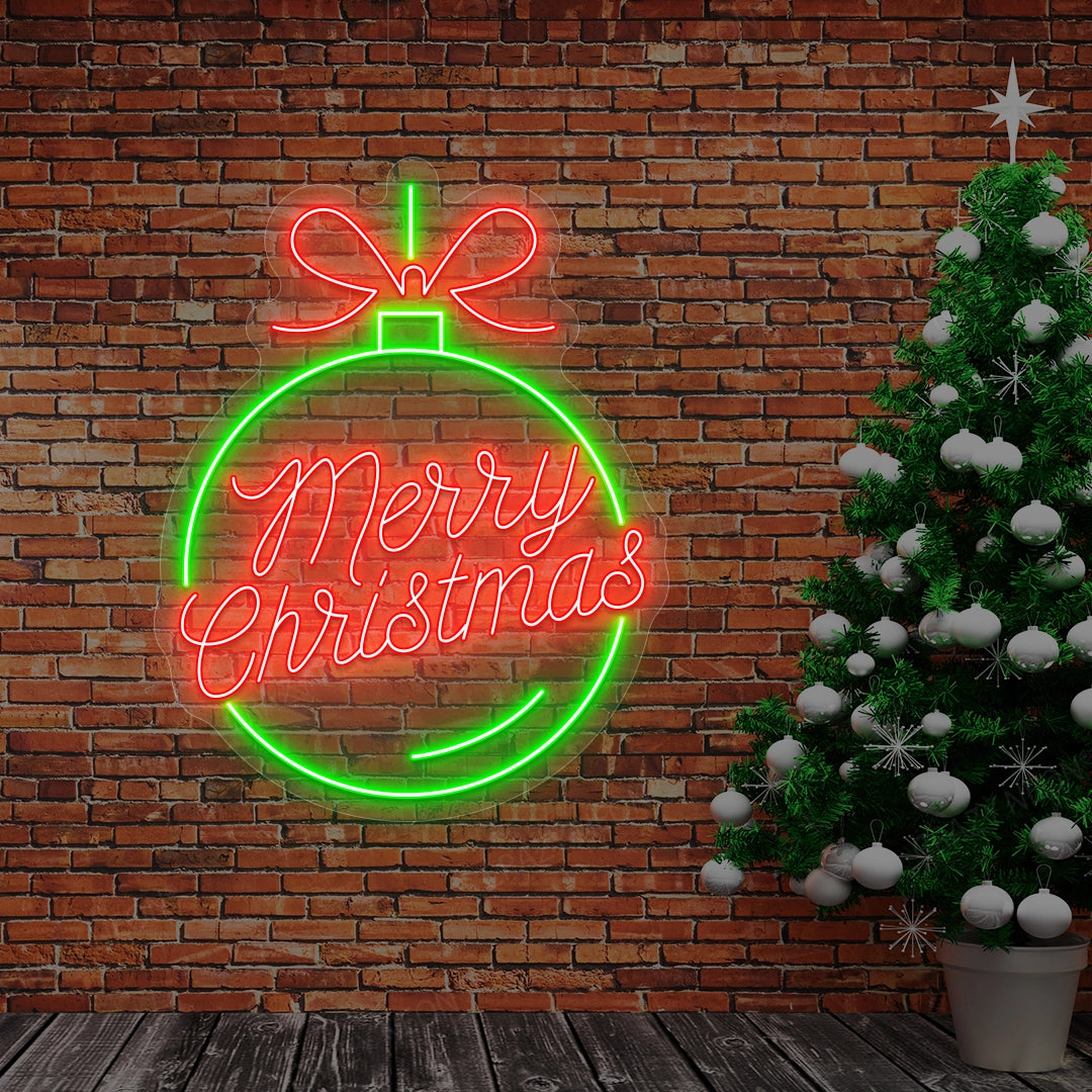 Merry Christmas Bauble LED Neon Sign| Green