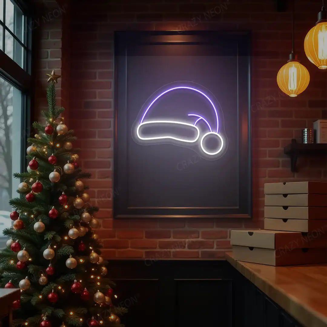 Jolly Santa Hat Neon Sign | Purple