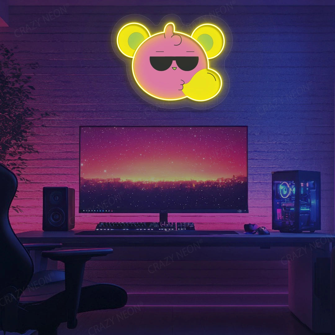 Slay Bear Neon Artwork | Yellow